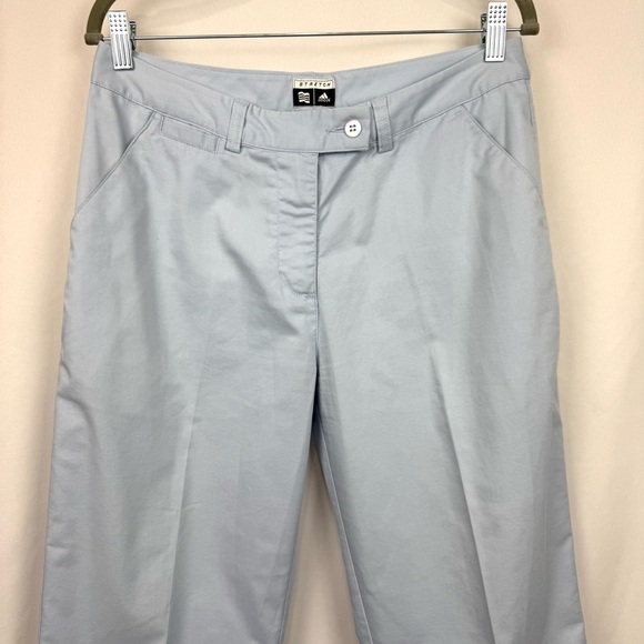 Adidas Women’s Sz 10 Blue Ankle Cropped Casual Performance Pants Cotton Stretch - Picture 3 of 11